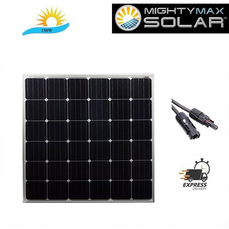 MIGHTY MAX BATTERY Monocrystalline Solar Panel, 150 W, 12V MAX3543747